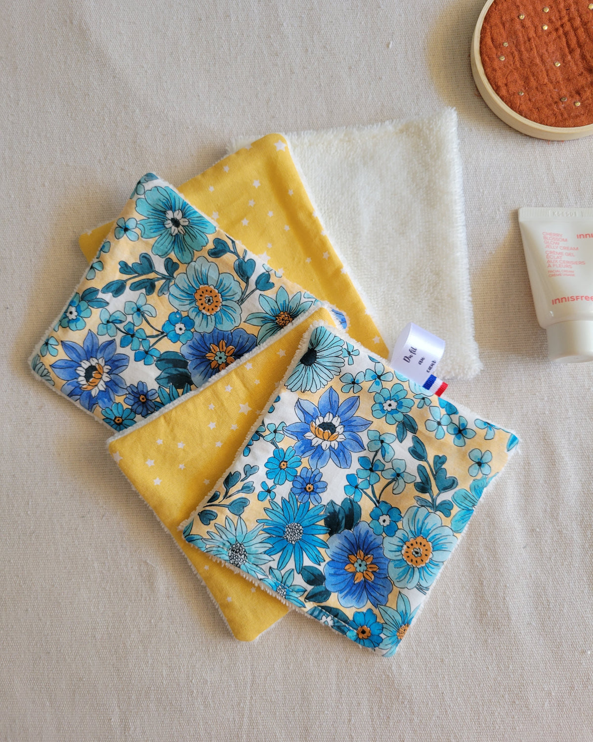 Lot de 5 lingettes démaquillantes lavables en coton - Alternative écologique et durable