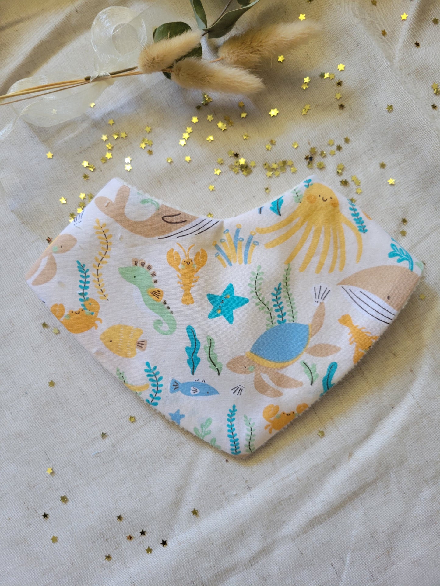 Hand-stitched baby bandana bib – absorbent and comfortable
