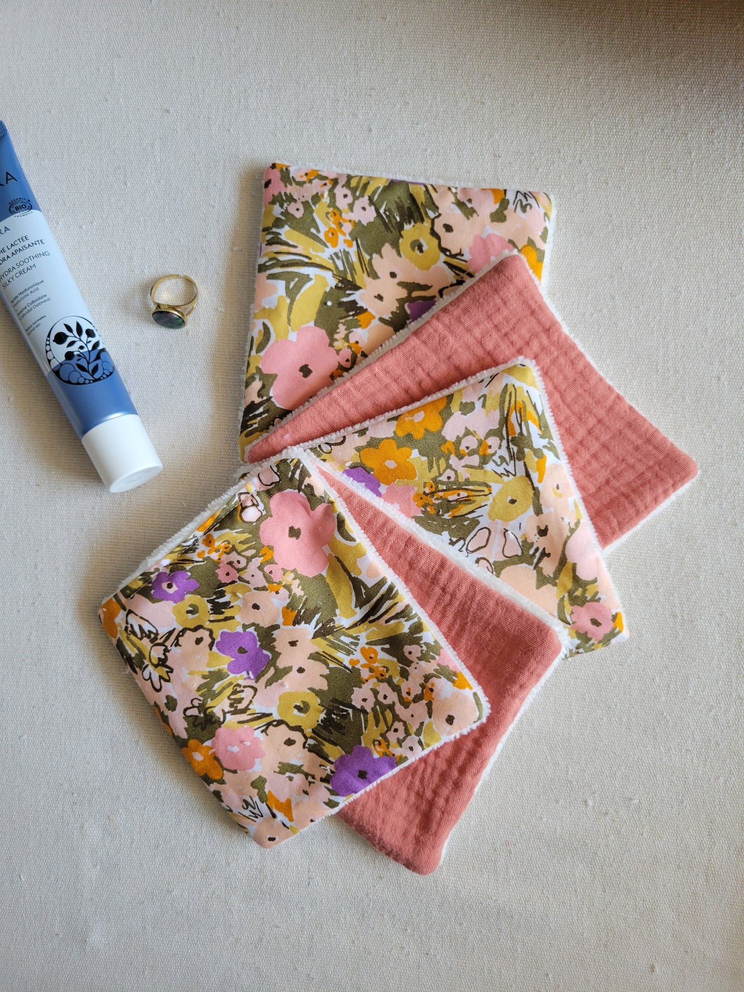 Lot de 5 lingettes en coton lavables - Alternative écologique et durable