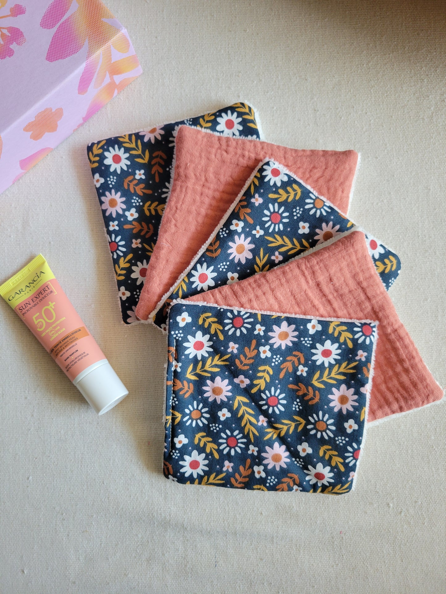 Lot de 5 lingettes en coton lavables - Alternative écologique et durable
