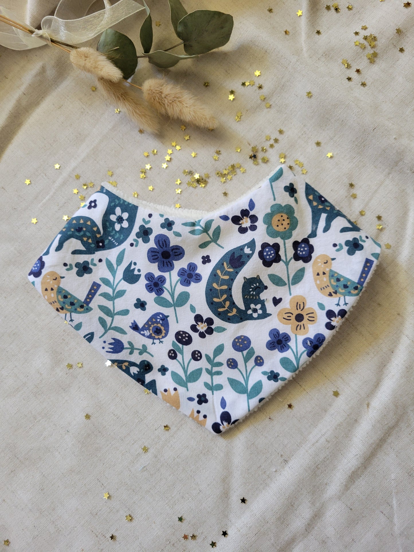 Hand-stitched baby bandana bib – absorbent and comfortable