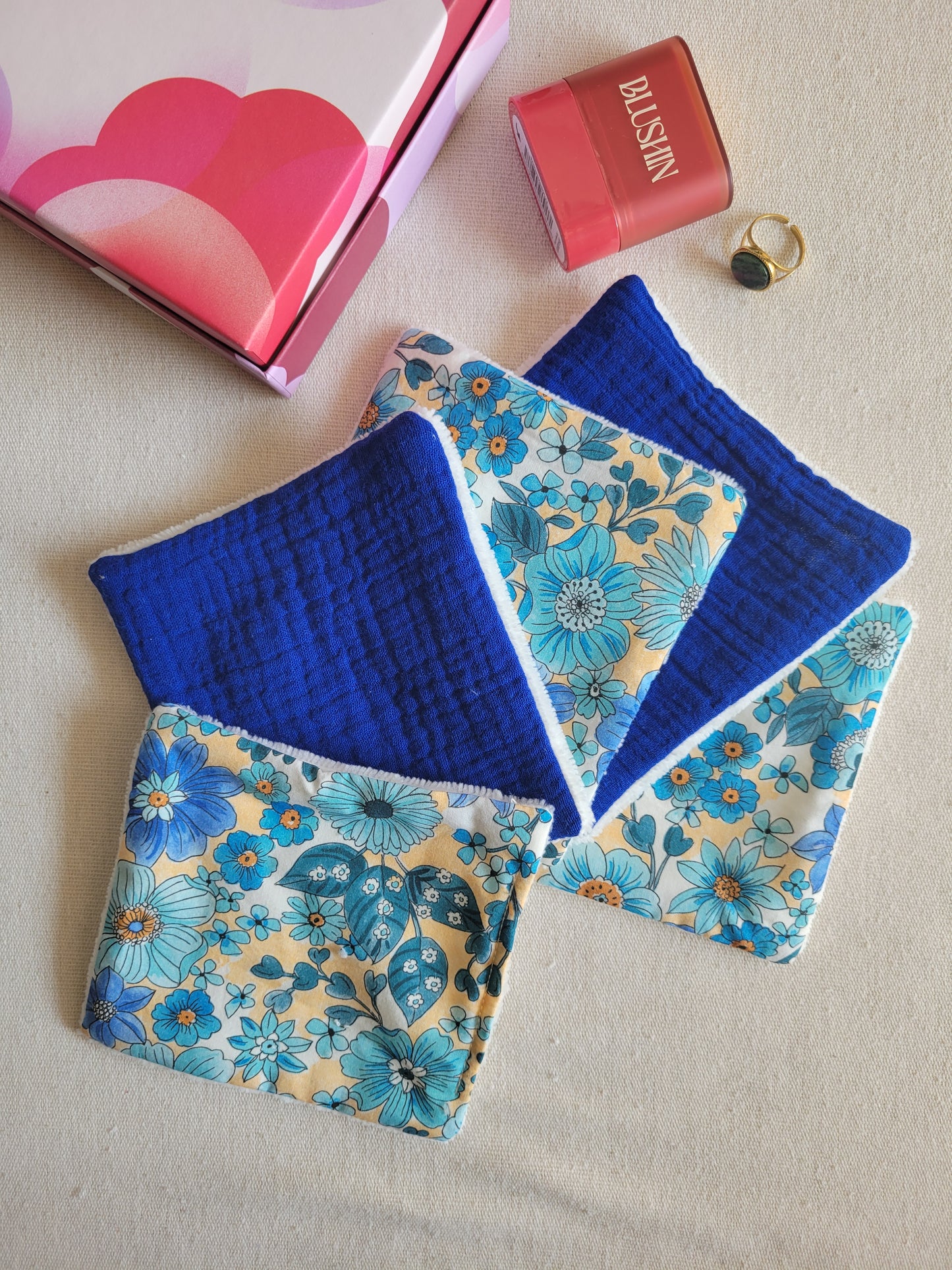 Lot de 5 lingettes en coton lavables - Alternative écologique et durable